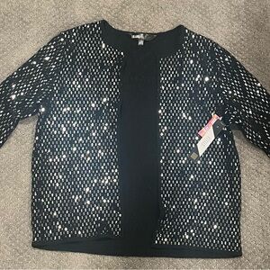Lularoe Elegant Stella Black Sequin Open Front Jacket size small NWTNW